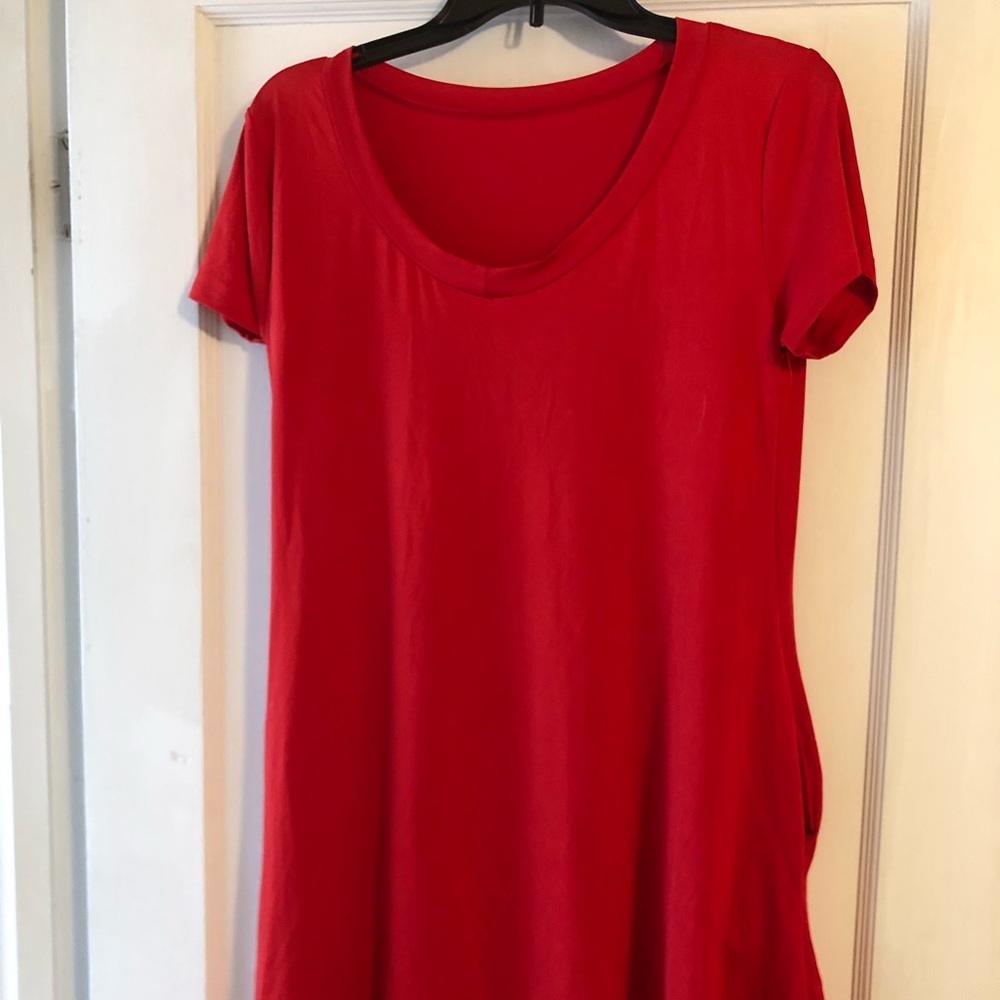 Red shirt dress